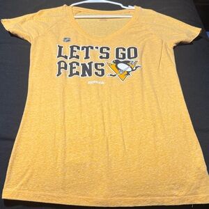 Reebok Women's Pittsburgh Pens Yellow Short Sleeve Tee